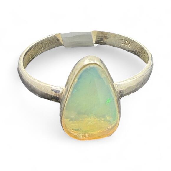 Pear Rose Cut Natural Ethiopian Opal Ring 925 Sterling Silver Size 8 Band - Picture 4 of 8